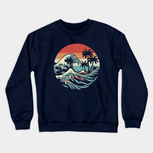 Japan Wave and Palm Trees Crewneck Sweatshirt